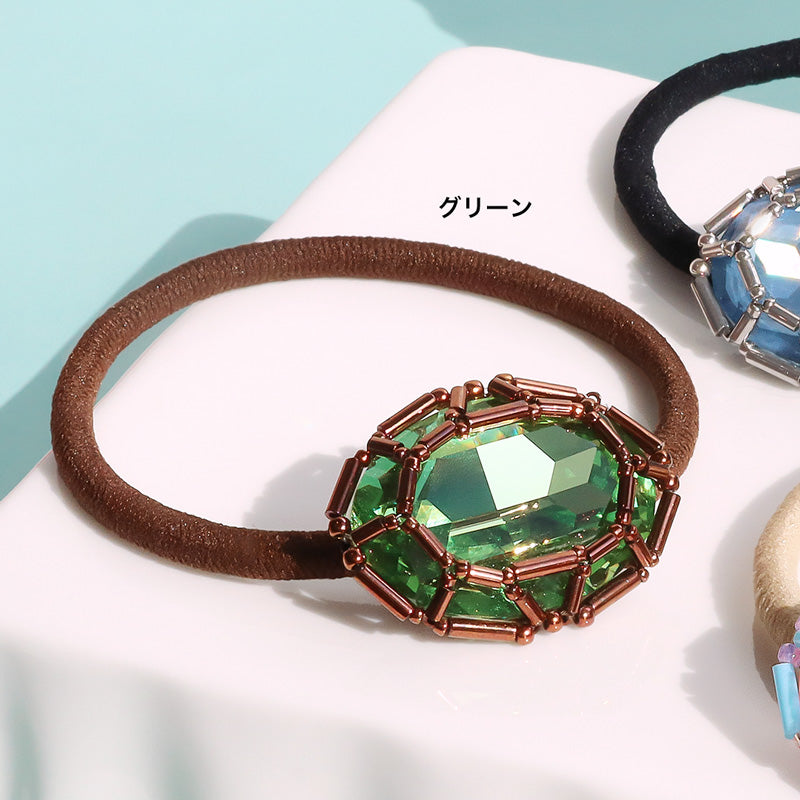 Recipe No.KR1332Kiwa crystalsjewel braided oval hair ties