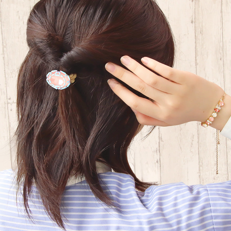 レシピNo.KR1332 貴和クリスタルの宝石編みオーバルヘアゴム – 貴和