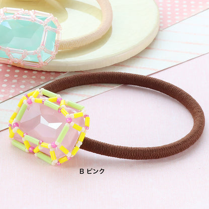 Recipe No.KR1333Kiwa crystalsjewel braided rectangle hair tie