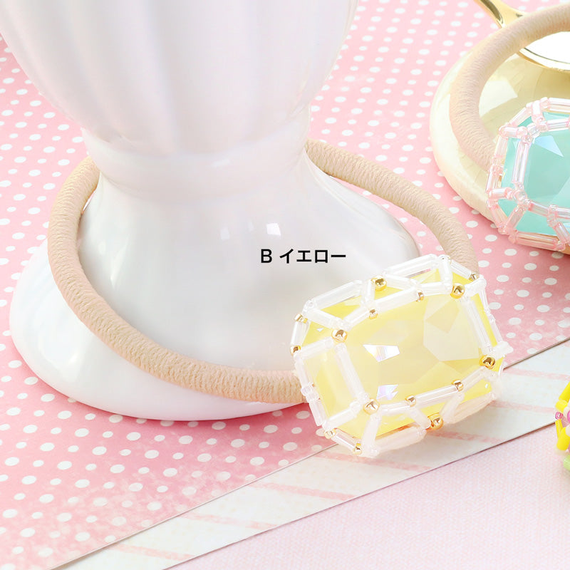 Recipe No.KR1333Kiwa crystalsjewel braided rectangle hair tie