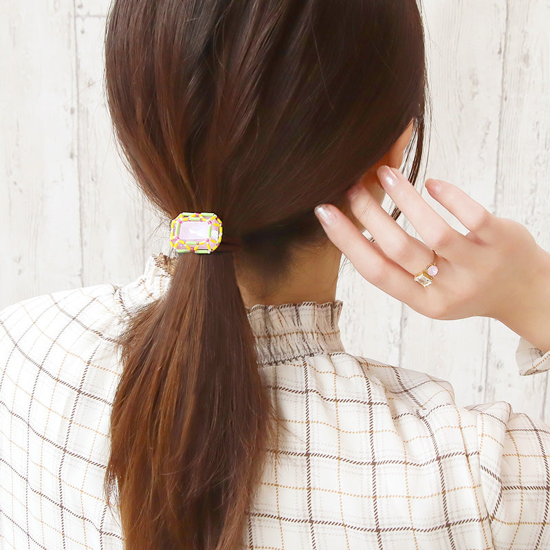 レシピNo.KR1333 貴和クリスタルの宝石編みレクタングルヘアゴム – 貴