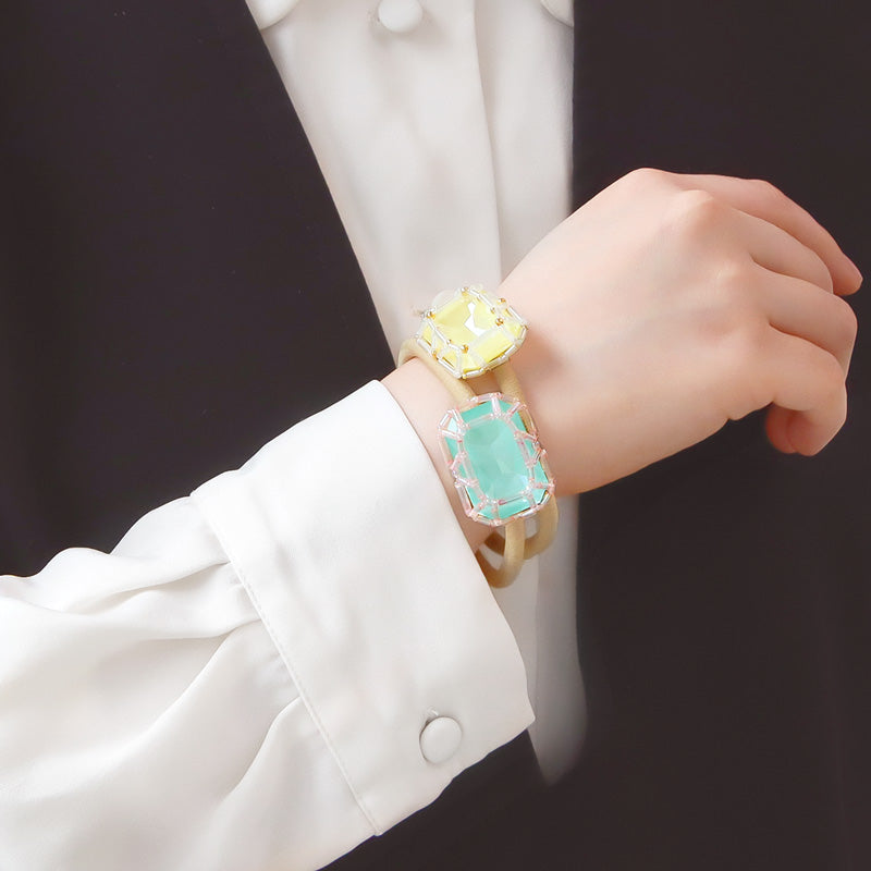 Recipe No.KR1333Kiwa crystalsjewel braided rectangle hair tie