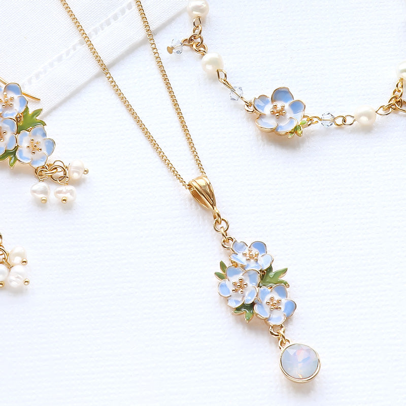 レシピNo.KR1337　チャームネモフィラのフェミニンテイストアクセサリー3種