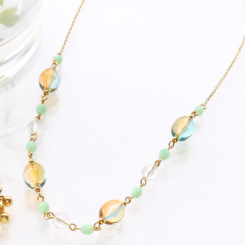 レシピNo.KR1338　アクリルナツメビーズのメタルミックスアクセサリー3種