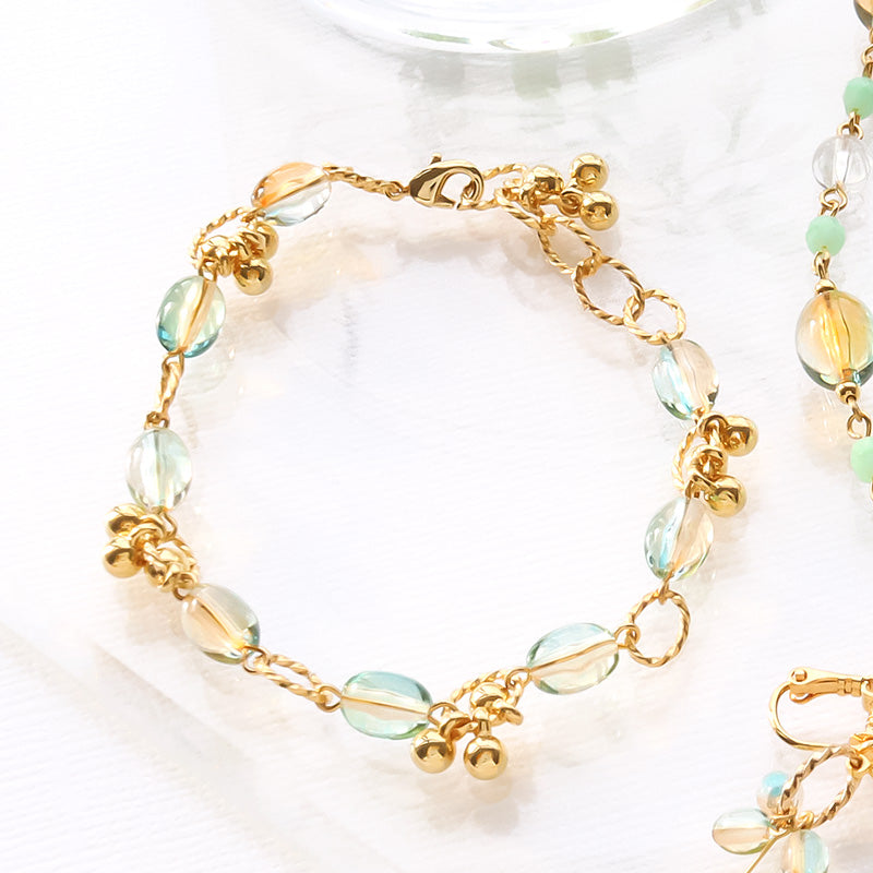 レシピNo.KR1338　アクリルナツメビーズのメタルミックスアクセサリー3種