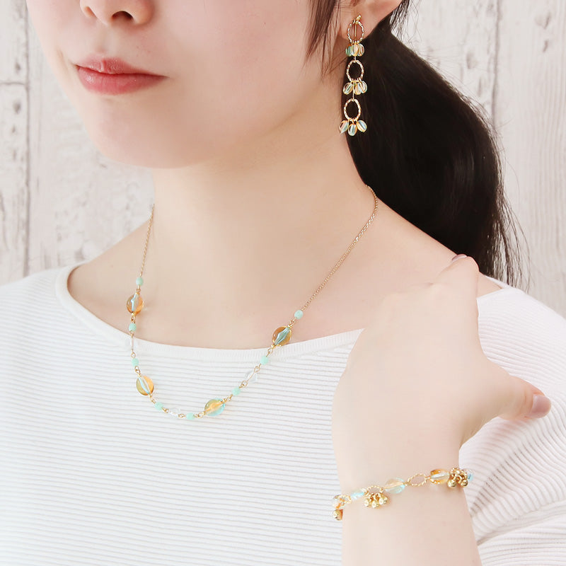 レシピNo.KR1338　アクリルナツメビーズのメタルミックスアクセサリー3種