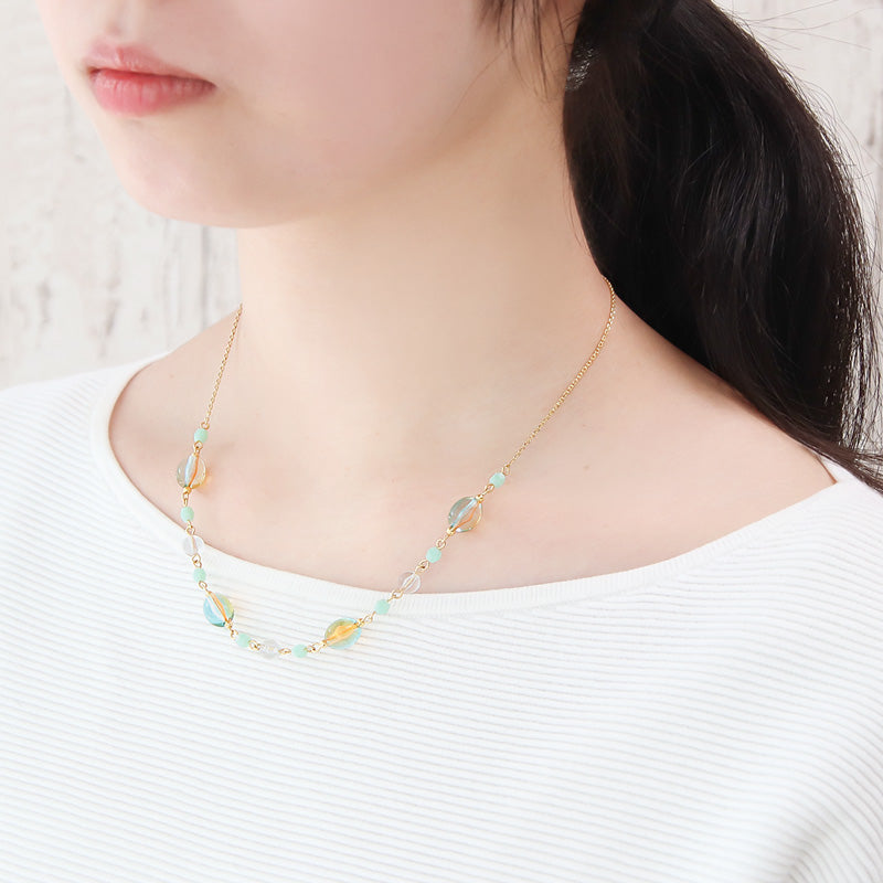 レシピNo.KR1338　アクリルナツメビーズのメタルミックスアクセサリー3種