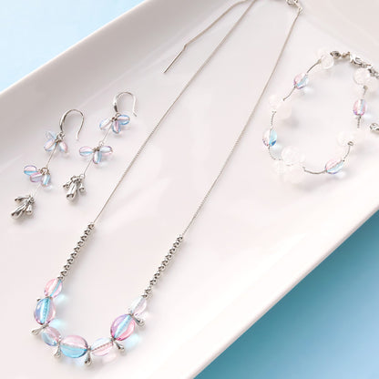 レシピNo.KR1339　アクリルナツメビーズのブルートーンアクセサリー3種