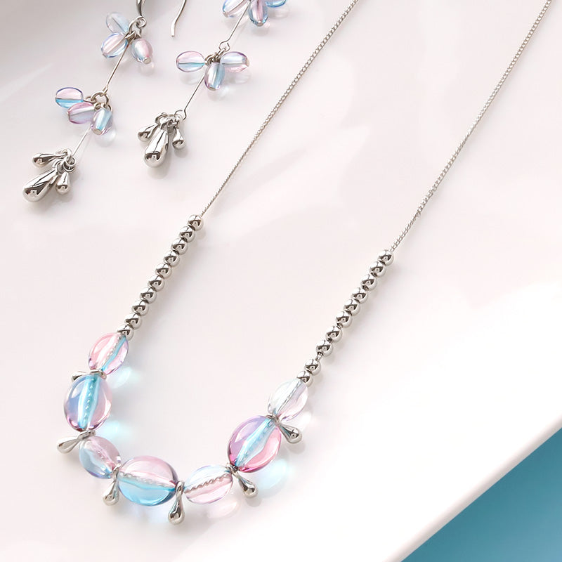 レシピNo.KR1339　アクリルナツメビーズのブルートーンアクセサリー3種