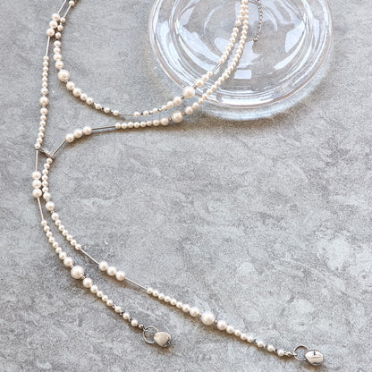 レシピNo.KR1340　クリスタルパールとメタルの3wayネックレス