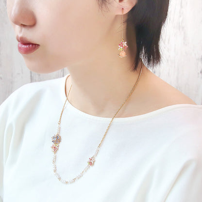 レシピNo.KR1342　チャームアナベルのピンクテイストアクセサリー3種