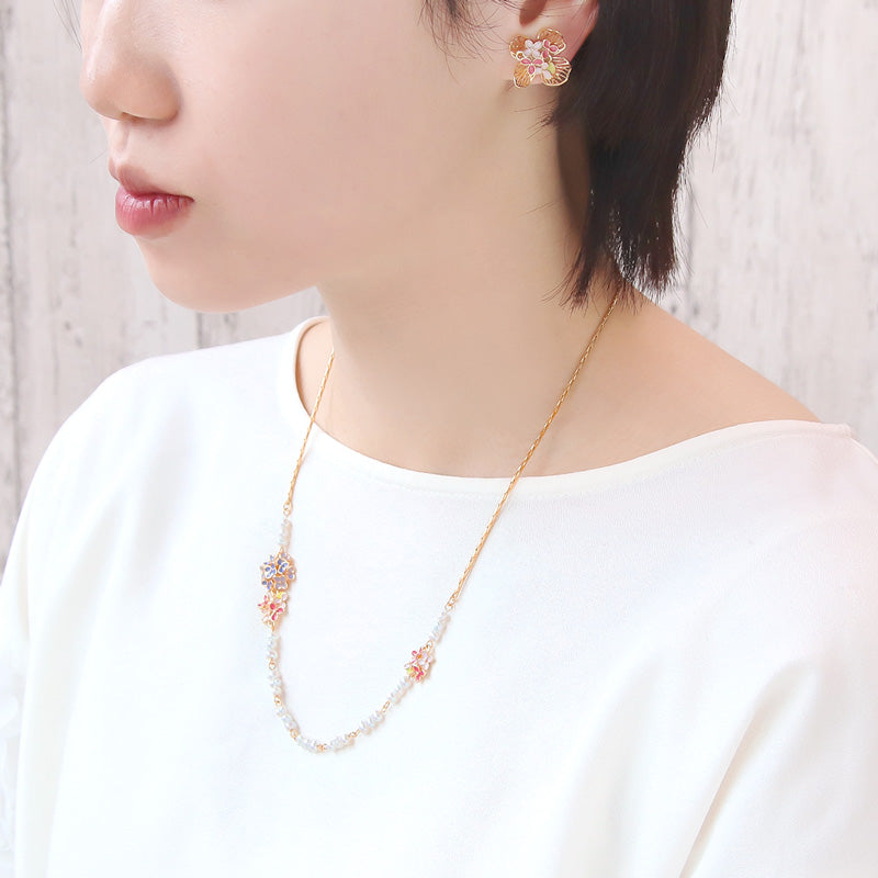 レシピNo.KR1342　チャームアナベルのピンクテイストアクセサリー3種