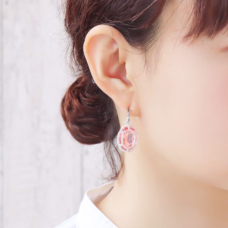 レシピNo.KR1345　貴和クリスタル宝石編みプリンセスのオーバルイヤーアクセサリー