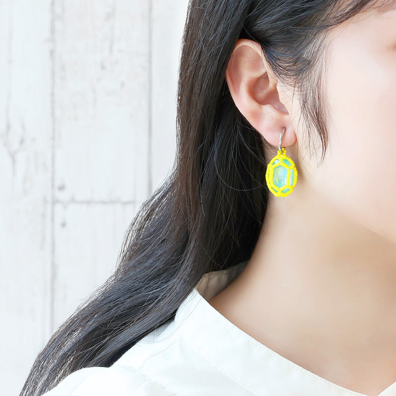 レシピNo.KR1345　貴和クリスタル宝石編みプリンセスのオーバルイヤーアクセサリー