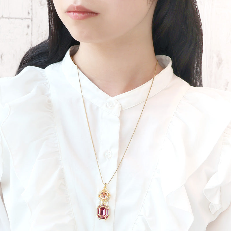 レシピNo.KR1348　貴和クリスタル宝石編みプリンセスのスクエアシェイプネックレス