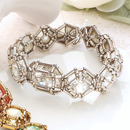 レシピNo.KR1349　貴和クリスタル宝石編みプリンセスのブレスレット