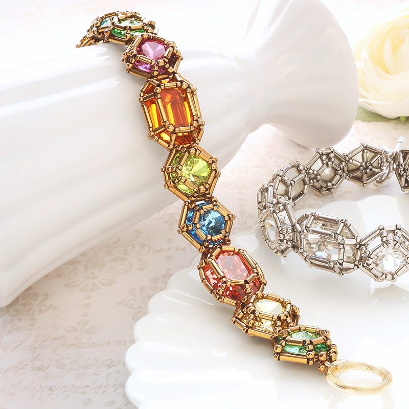 レシピNo.KR1349　貴和クリスタル宝石編みプリンセスのブレスレット