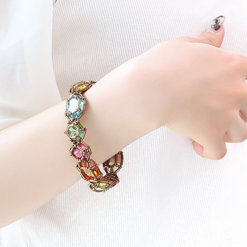 レシピNo.KR1349　貴和クリスタル宝石編みプリンセスのブレスレット