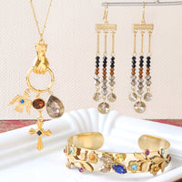 レシピNo.KR1354　貴和クリスタルのモダンエスニックアクセサリー3種