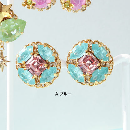 Recipe No.KR1356Kiwa crystals3 types of pastel POP bijou earrings