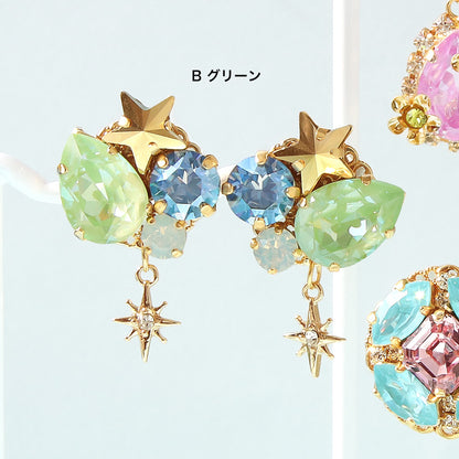 Recipe No.KR1356Kiwa crystals3 types of pastel POP bijou earrings
