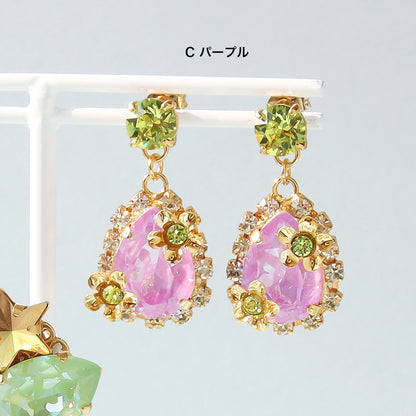 Recipe No.KR1356Kiwa crystals3 types of pastel POP bijou earrings