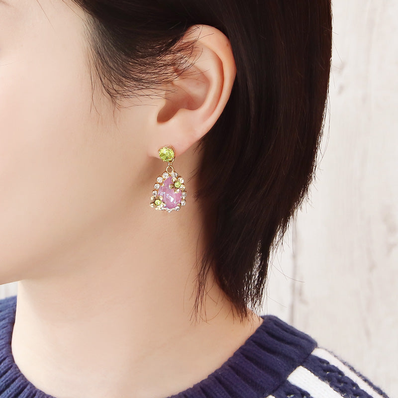 レシピNo.KR1356 貴和クリスタルのパステルPOPなビジューピアス3種