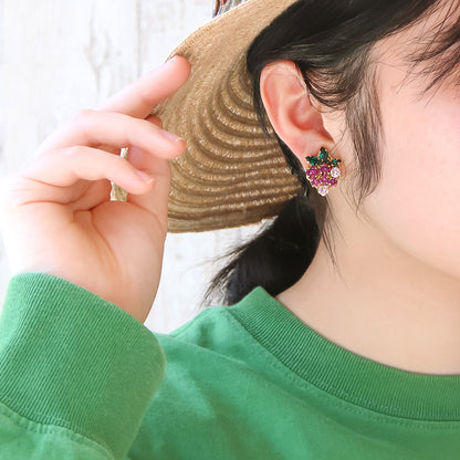 レシピNo.KR1358　貴和クリスタルのフルーツイヤリング＆ブローチ5種