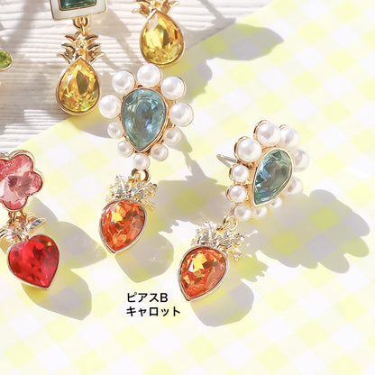 レシピNo.KR1360　貴和クリスタルのフルーツ＆ベジタブルイヤーアクセサリー4種