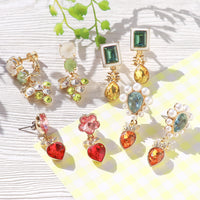 レシピNo.KR1360　貴和クリスタルのフルーツ＆ベジタブルイヤーアクセサリー4種