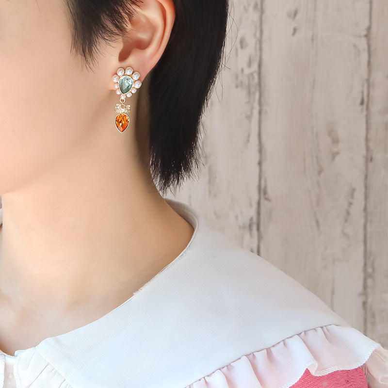 レシピNo.KR1360　貴和クリスタルのフルーツ＆ベジタブルイヤーアクセサリー4種