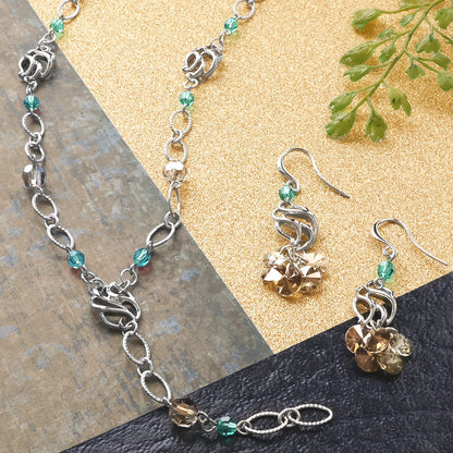 Recipe No.KR1363 Charm water snake I neck and earrings