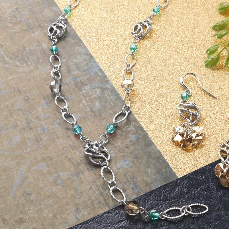 Recipe No.KR1363 Charm water snake I neck and earrings
