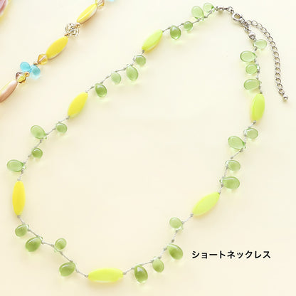 レシピNo.KR1368　チェコナベットとシズクのカラフルネックレス2種