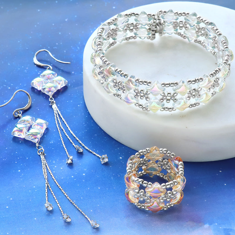 レシピNo.KR1370　チェコ スパークルの星空アクセサリー3種