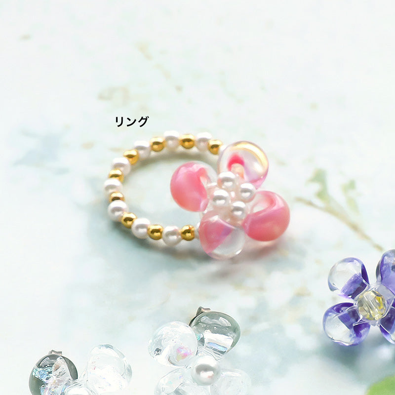 Recipe No.KR1374 Two types of teardrop bead flower accessories