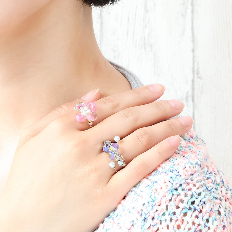 Recipe No.KR1374 Two types of teardrop bead flower accessories