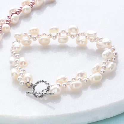 Recipe No.KR1375Kiwa crystalsBracelet made of pearl and freshwater pearl