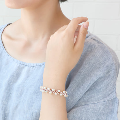Recipe No.KR1375Kiwa crystalsBracelet made of pearl and freshwater pearl