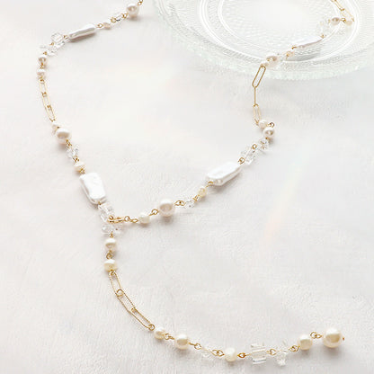Recipe No.KR1376Kiwa crystalsWhite mix Y-shaped necklace