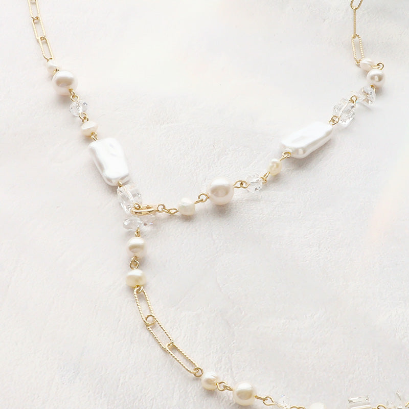 レシピNo.KR1376 貴和クリスタルのホワイトミックスY字ネックレス – 貴