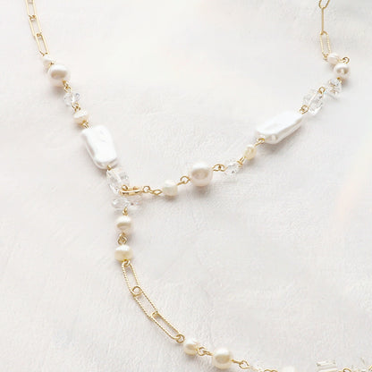 Recipe No.KR1376Kiwa crystalsWhite mix Y-shaped necklace
