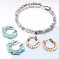 レシピNo.KR1377　天然石のワイヤーワークアクセサリー3種