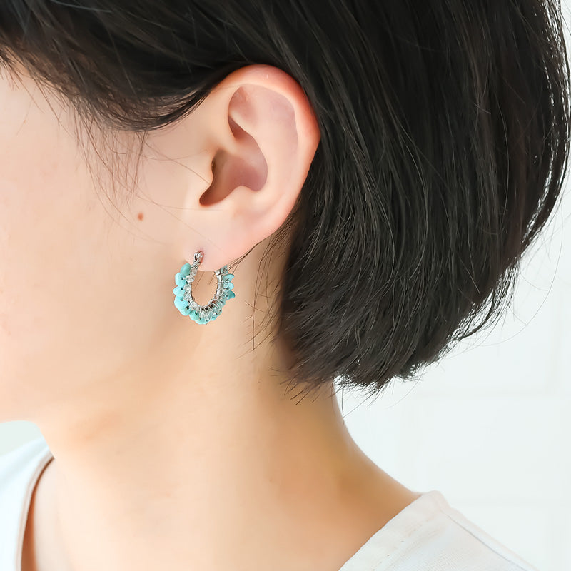 レシピNo.KR1377　天然石のワイヤーワークアクセサリー3種