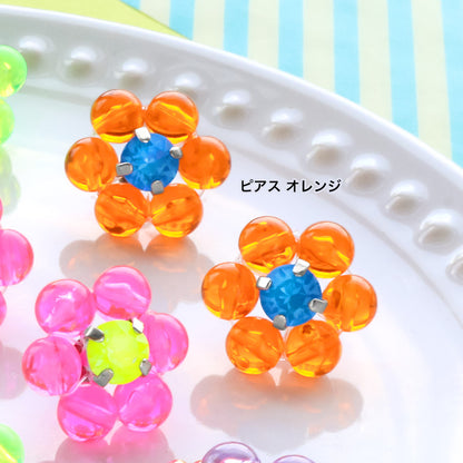 レシピNo.KR1386　ドイツ製アクリルのカラフルフラワーアクセサリー2種
