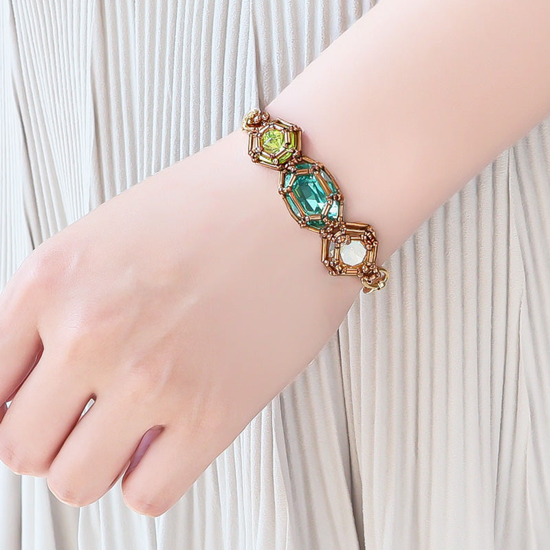 Recipe No.KR1394Kiwa crystalsjewel woven princess chain bracelet