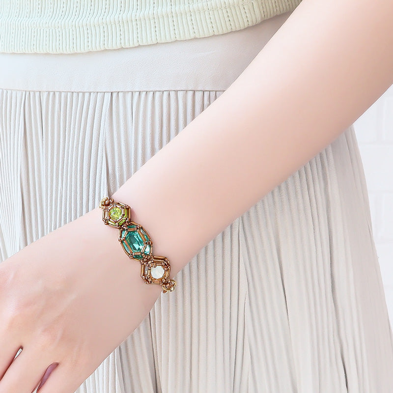 Recipe No.KR1394Kiwa crystalsjewel woven princess chain bracelet