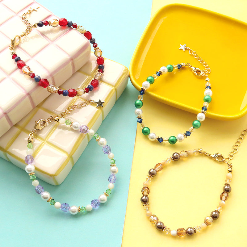 Recipe No.KR1396 4 types of mixed bead bracelets