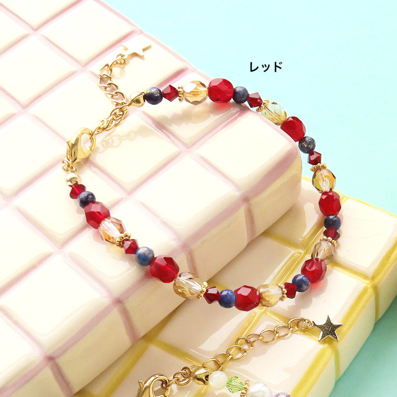 Recipe No.KR1396 4 types of mixed bead bracelets