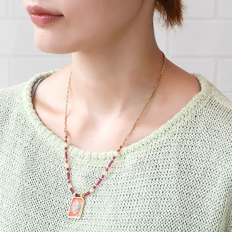Recipe No.KR1397 2 types of heart motif accessories made from Spanish parts